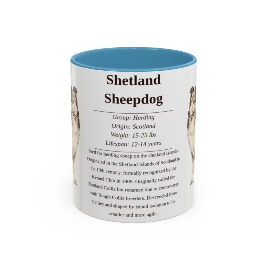 11oz-shetland-sheepdog-mug-writeup-light-blue 11oz Shetland Sheepdog Mug, Light Blue, front view