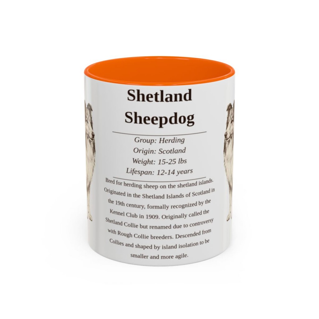 11oz-shetland-sheepdog-mug-writeup-orange 11oz Shetland Sheepdog Mug, Orange, front view