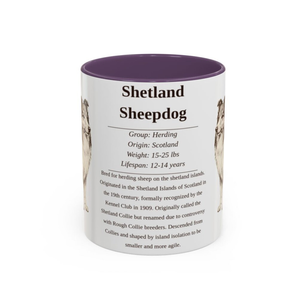 11oz-shetland-sheepdog-mug-writeup-purple 11oz Shetland Sheepdog Mug, Purple, front view