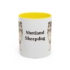 11oz Shetland Sheepdog Mug, Yellow, front view