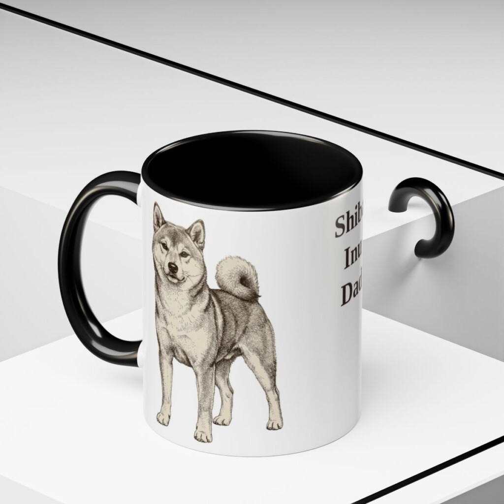 11oz Shiba Inu Dog Dad Mug, Black, lifestyle photo