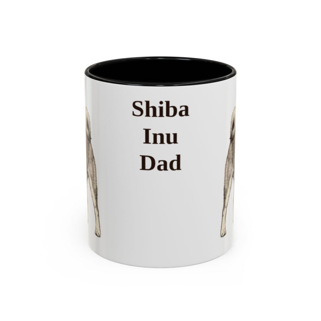 11oz Shiba Inu Dog Dad Mug, Black, front view