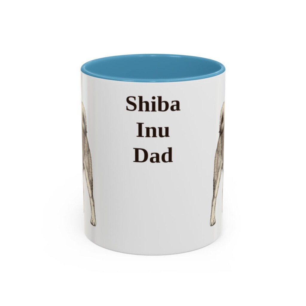 11oz Shiba Inu Dog Dad Mug, Light Blue, front view
