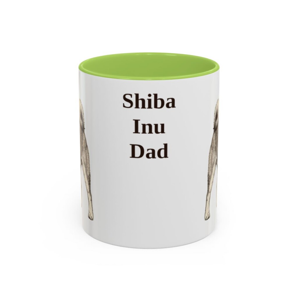 11oz Shiba Inu Dog Dad Mug, Light Green, front view