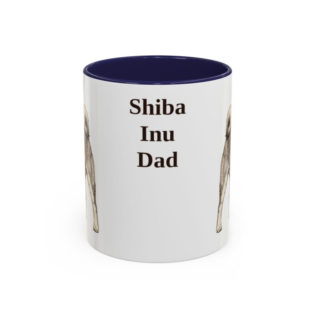 11oz Shiba Inu Dog Dad Mug, Navy, front view