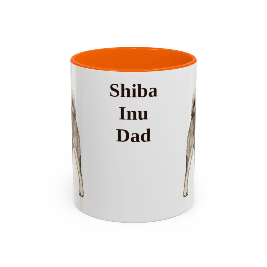 11oz Shiba Inu Dog Dad Mug, Orange, front view