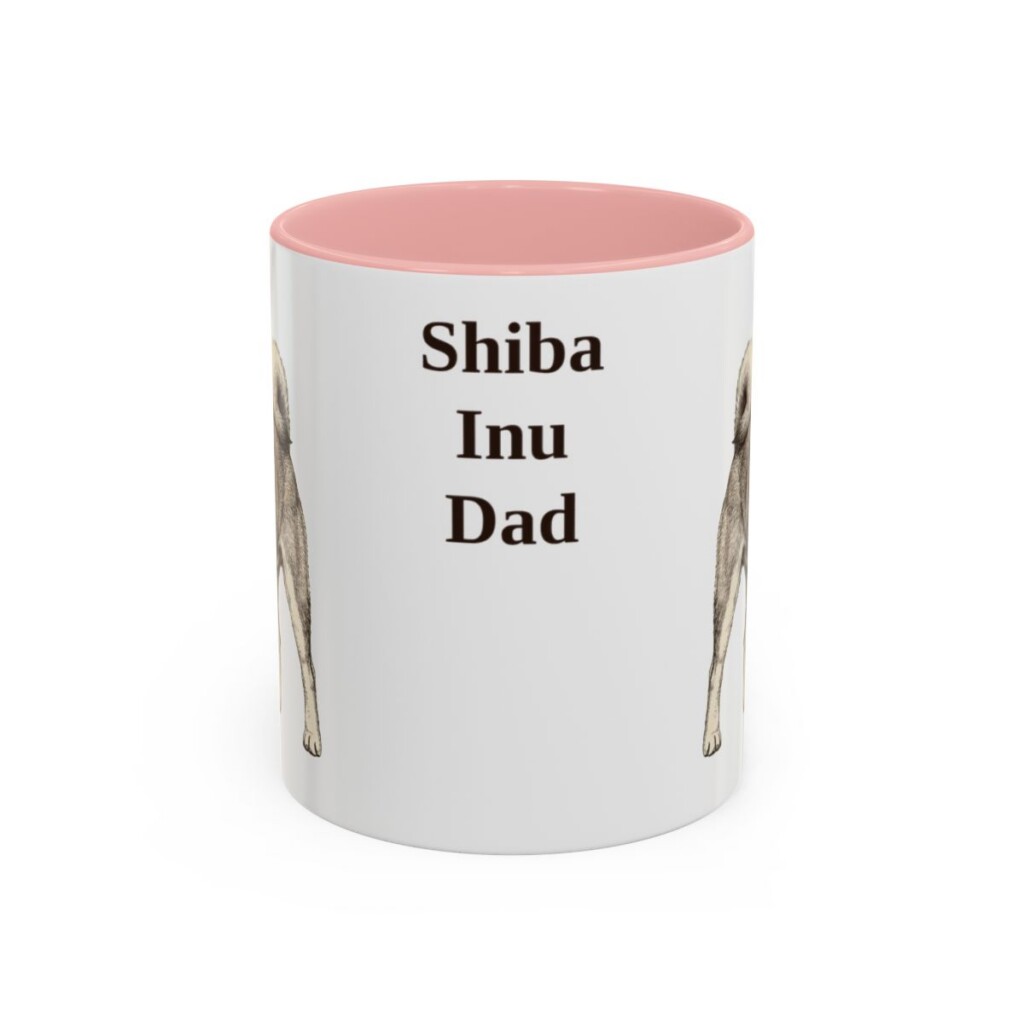 11oz Shiba Inu Dog Dad Mug, Pink, front view