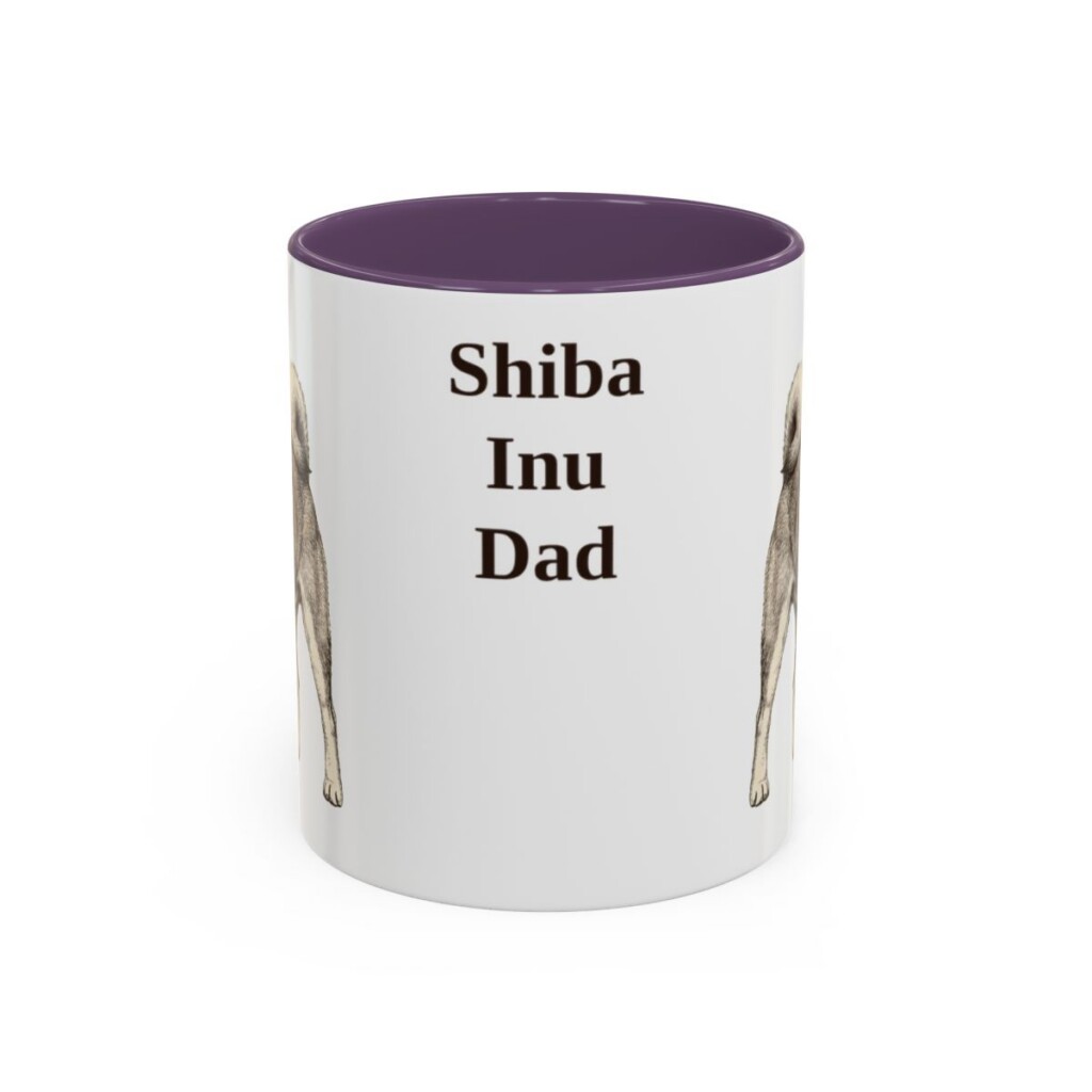 11oz Shiba Inu Dog Dad Mug, Purple, front view