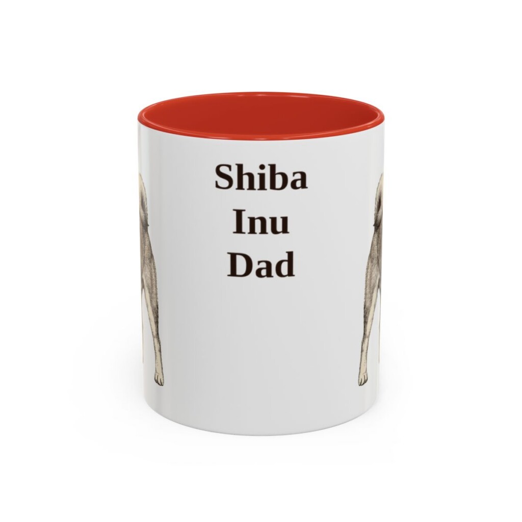 11oz Shiba Inu Dog Dad Mug, Red, front view