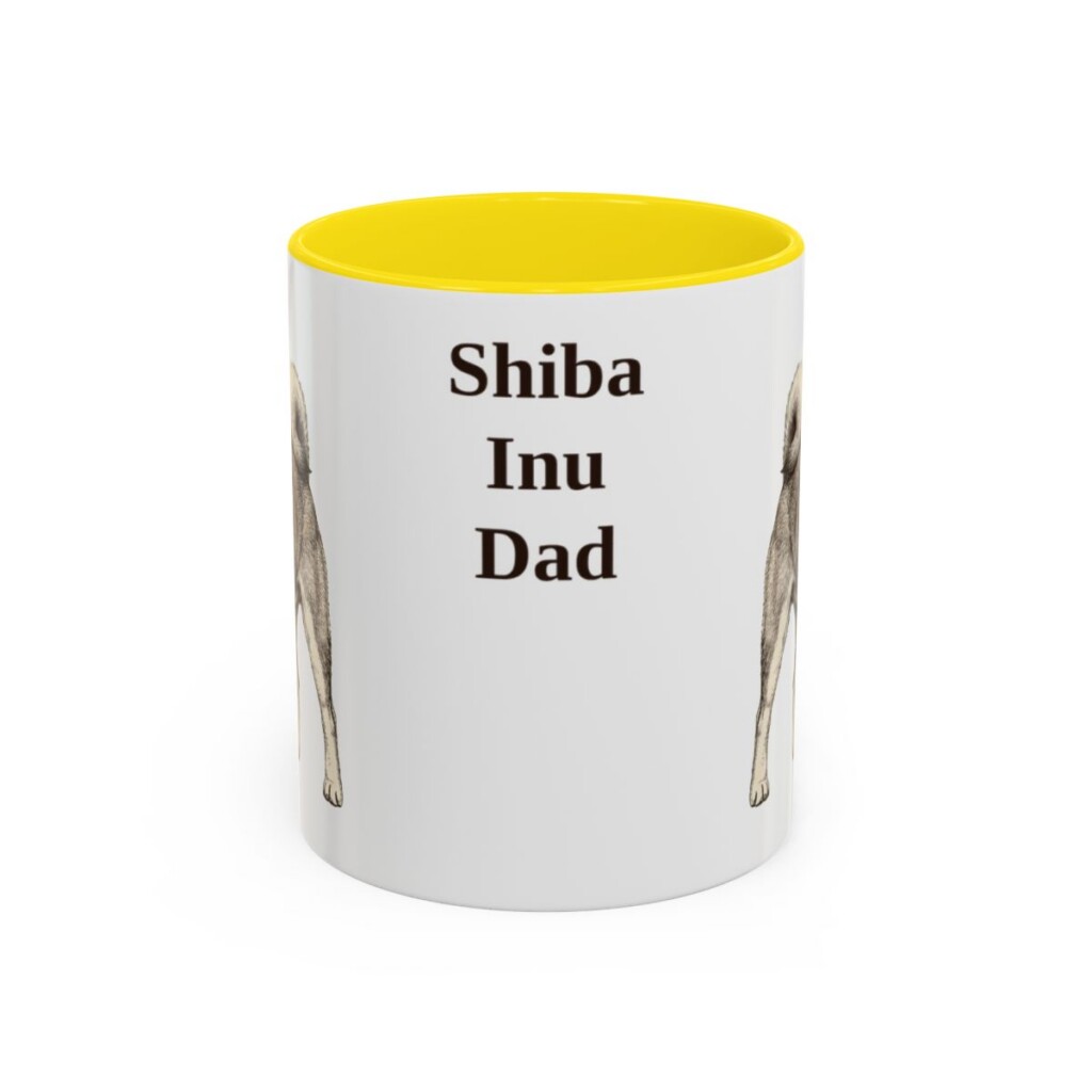 11oz Shiba Inu Dog Dad Mug, Yellow, front view