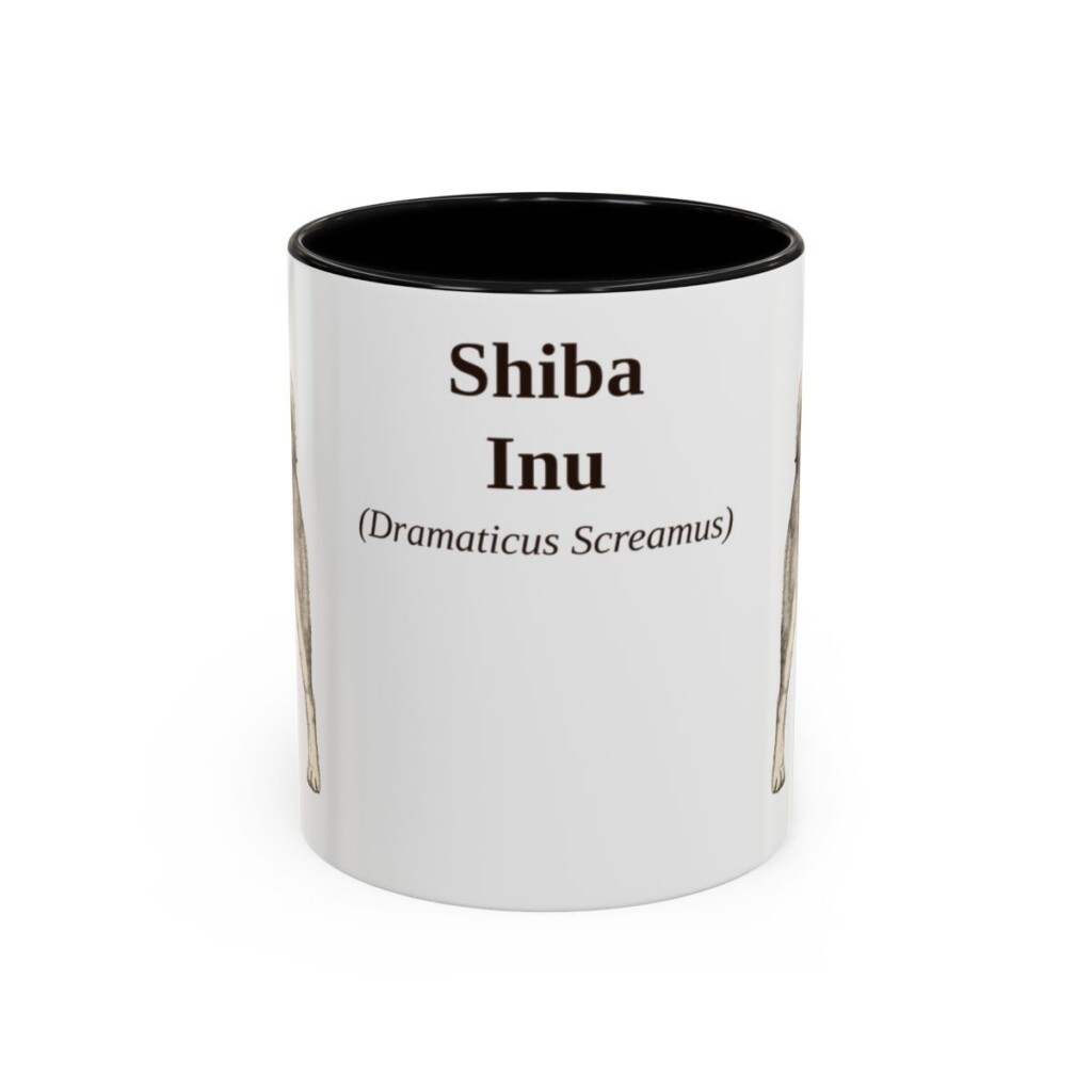 11oz Shiba Inu Latin Mug, Black, front view