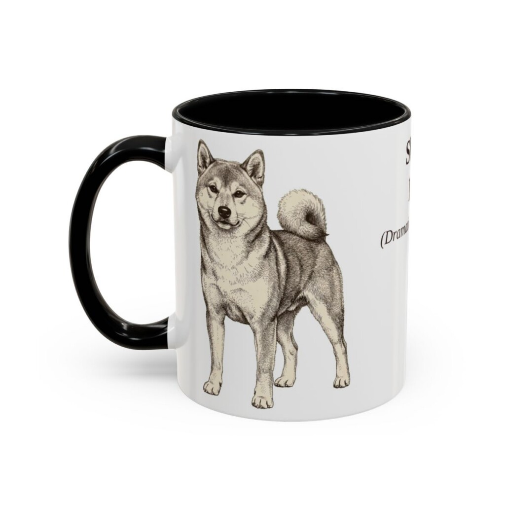 11oz Shiba Inu Latin Mug, Black, left side view
