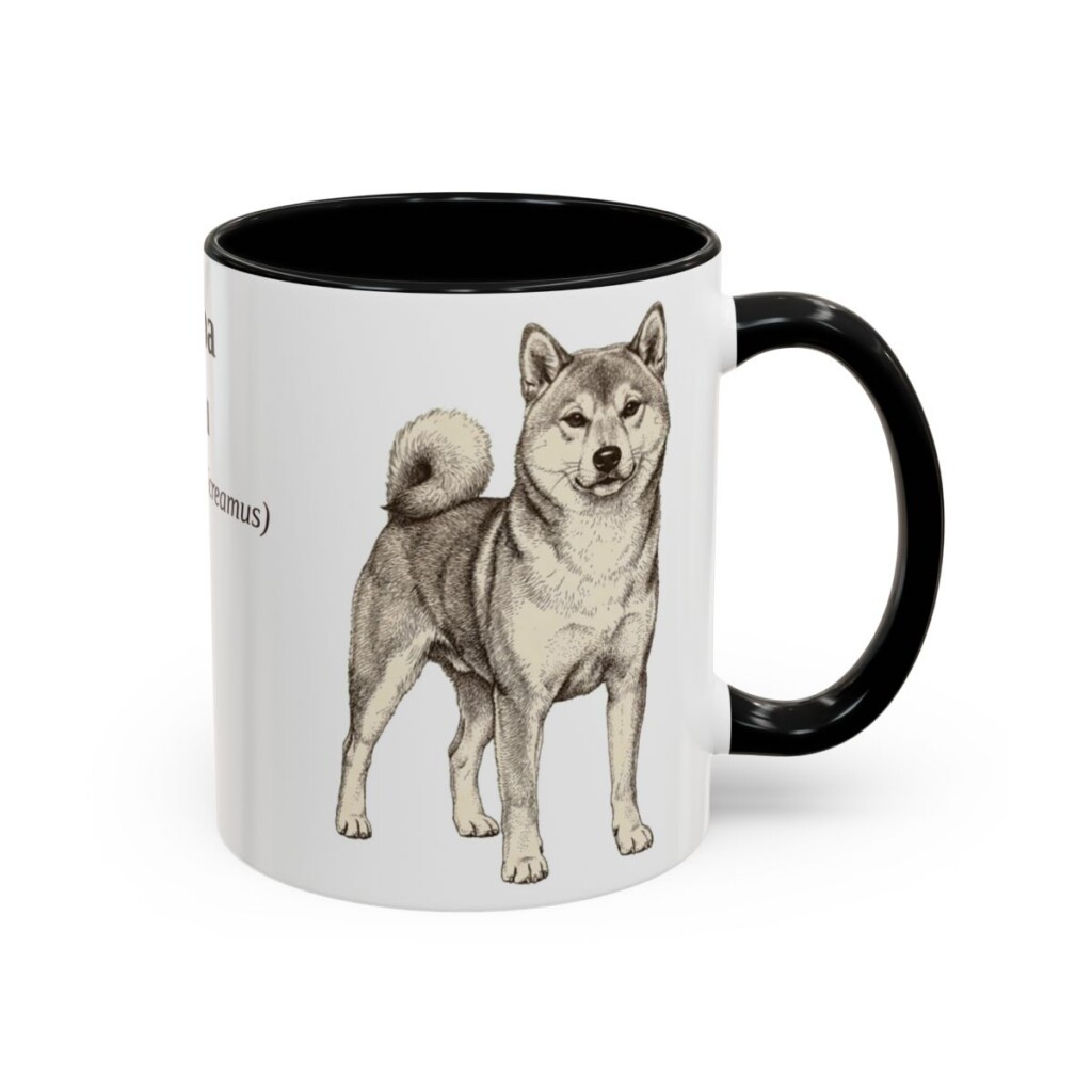 11oz Shiba Inu Latin Mug, Black, right side view