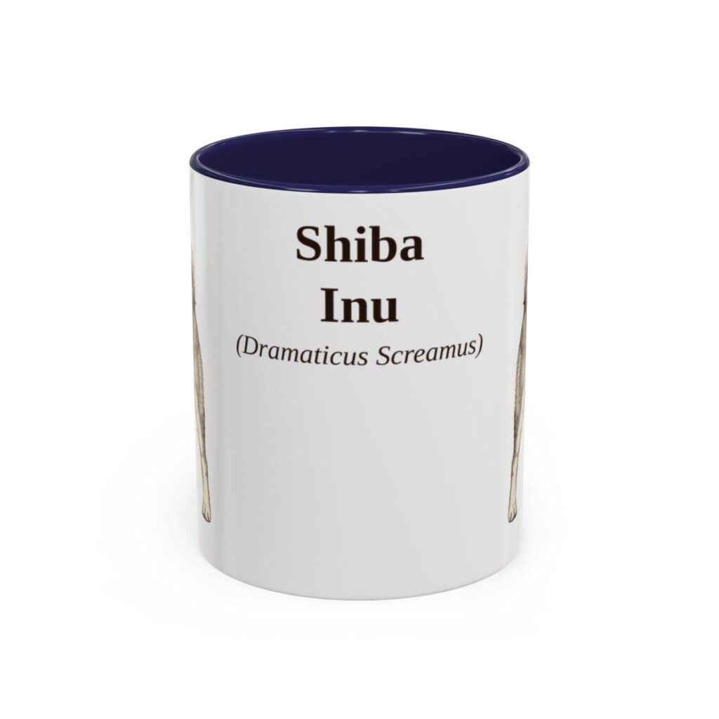 11oz Shiba Inu Latin Mug, Navy, front view