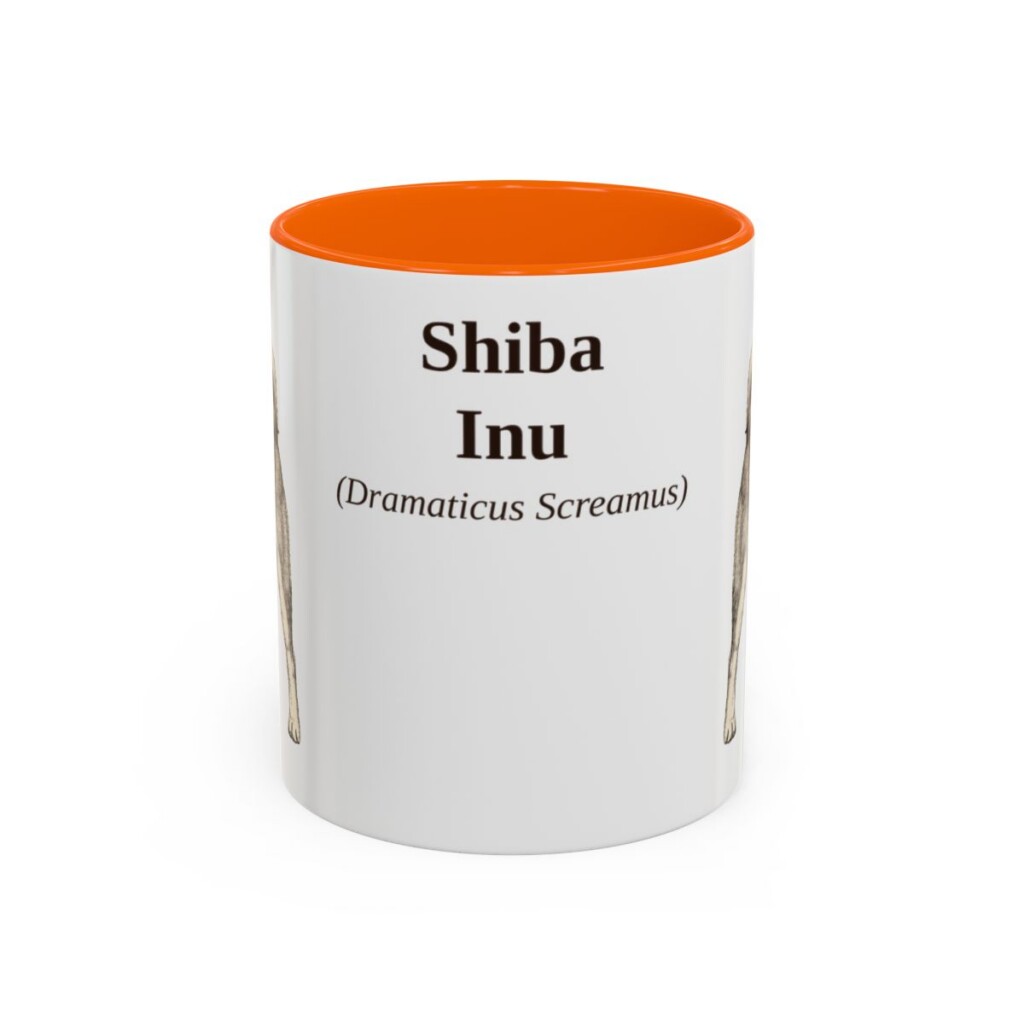 11oz Shiba Inu Latin Mug, Orange, front view
