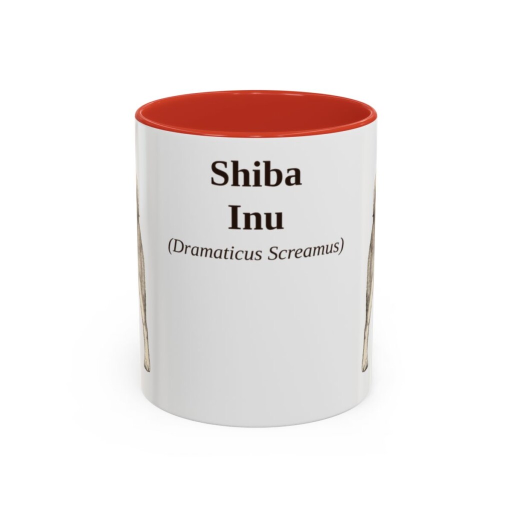 11oz Shiba Inu Latin Mug, Red, front view