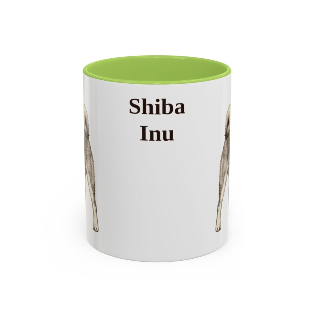 11oz Shiba Inu Mug, Light Green, front view