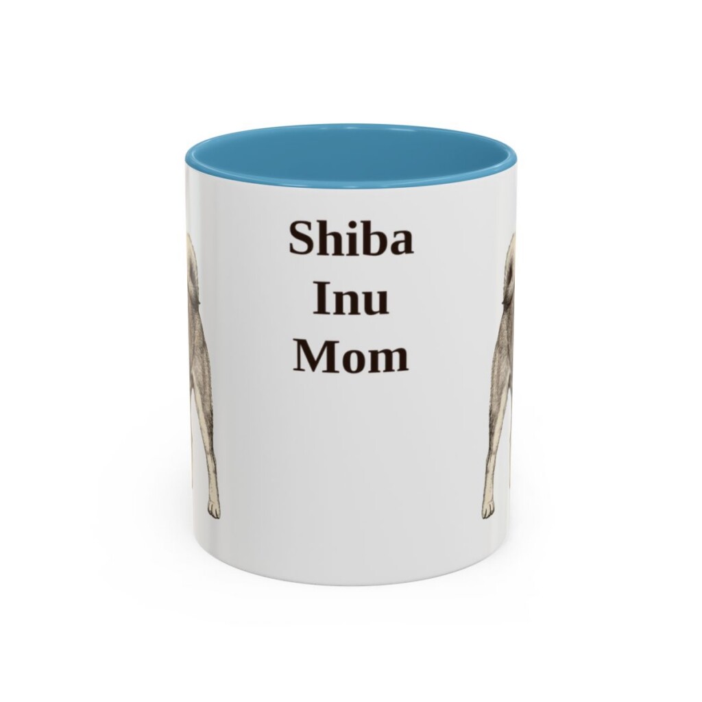 11oz Shiba Inu Dog Mom Mug, Light Blue, front view