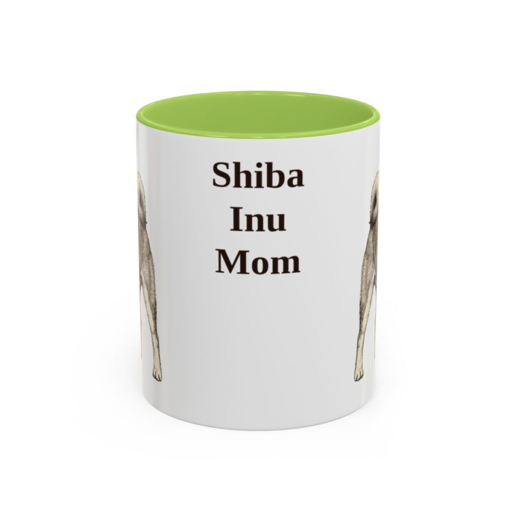 11oz Shiba Inu Dog Mom Mug, Light Green, front view