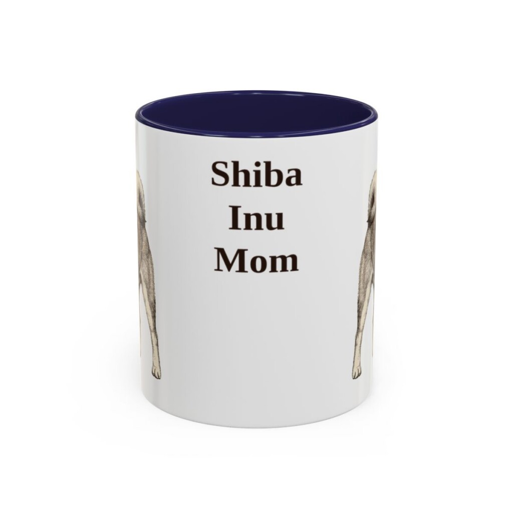11oz Shiba Inu Dog Mom Mug, Navy, front view