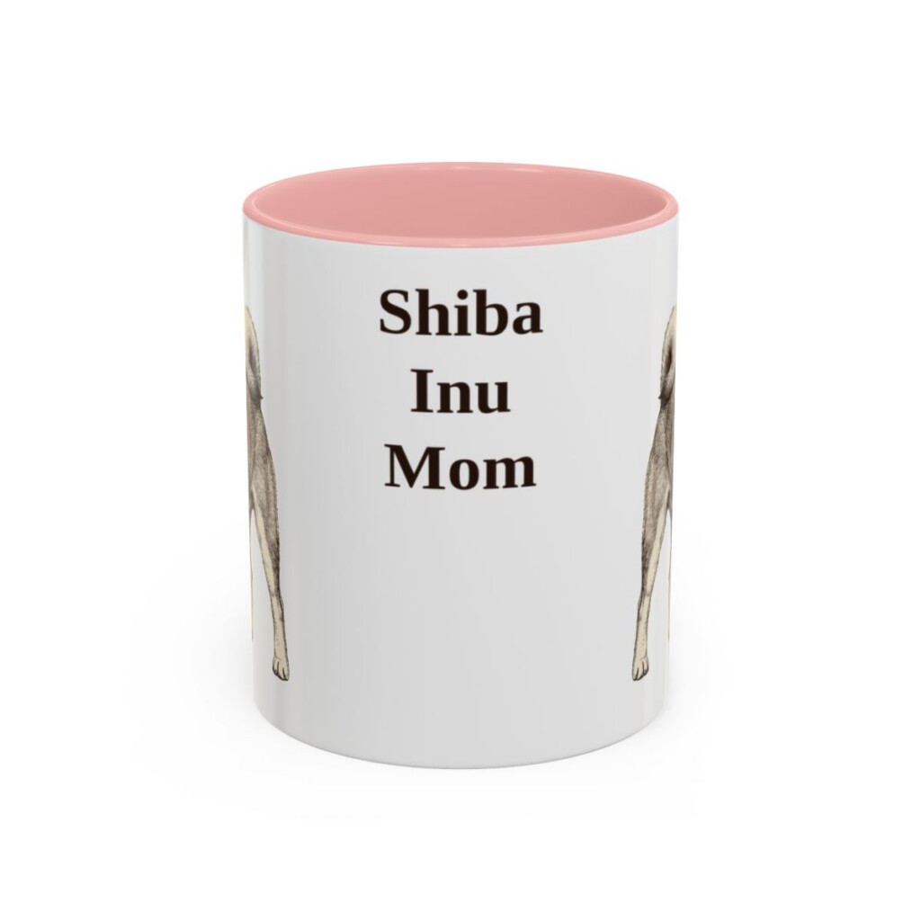 11oz Shiba Inu Dog Mom Mug, Pink, front view