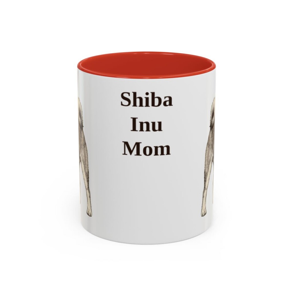 11oz Shiba Inu Dog Mom Mug, Red, front view