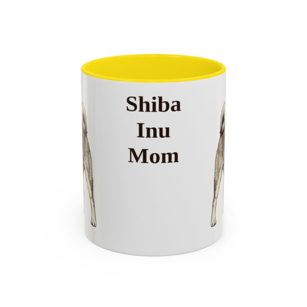 11oz Shiba Inu Dog Mom Mug, Yellow, front view