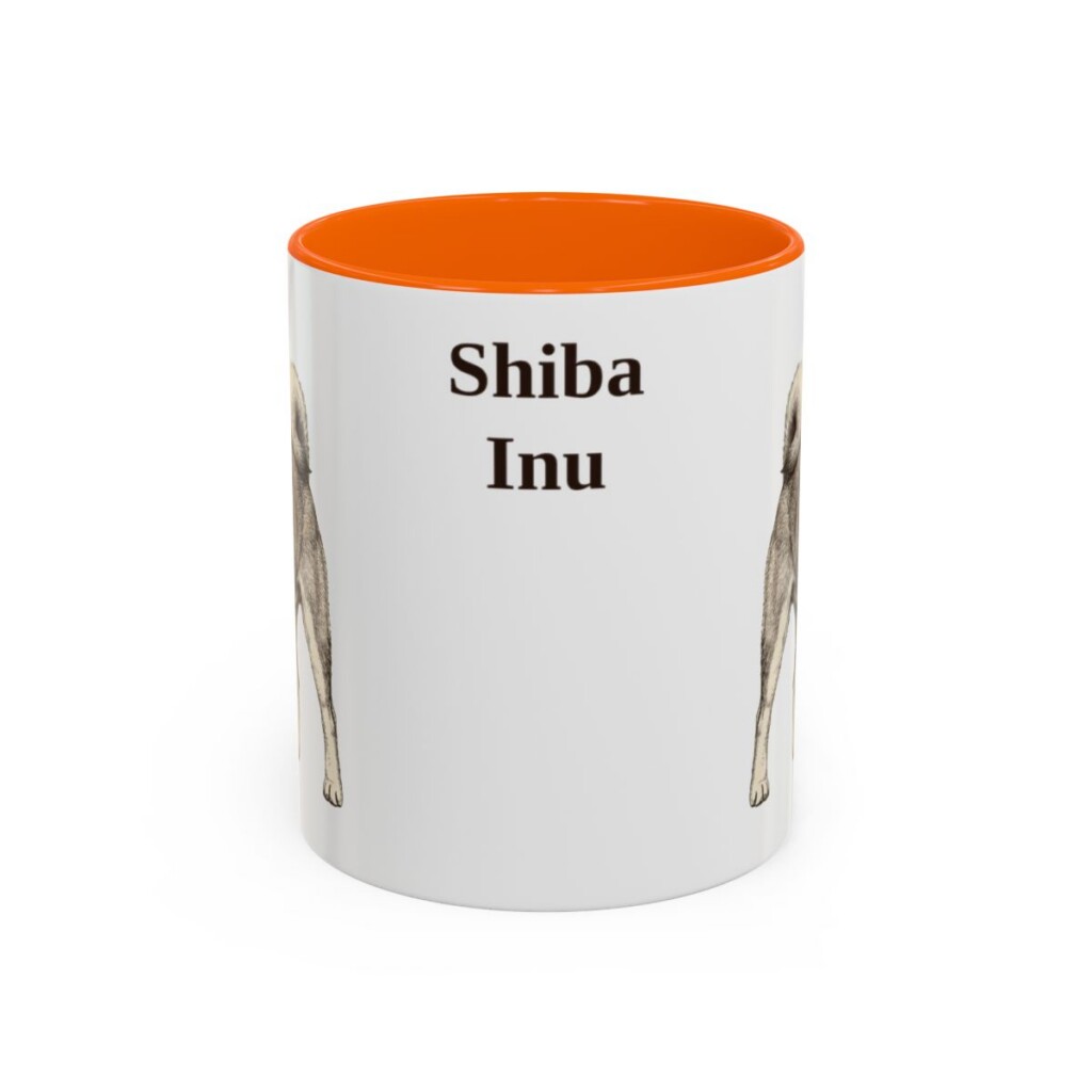 11oz Shiba Inu Mug, Orange, front view