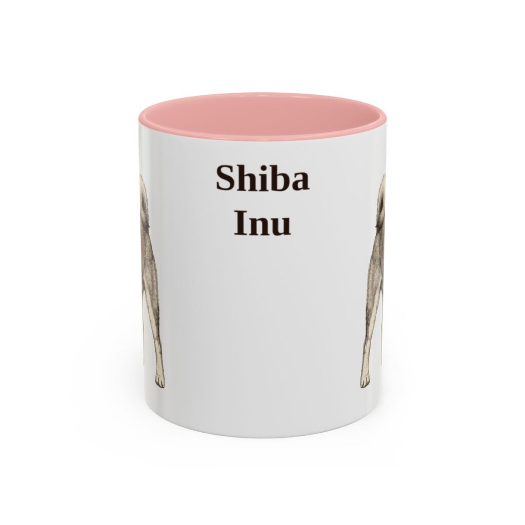 11oz Shiba Inu Mug, Pink, front view