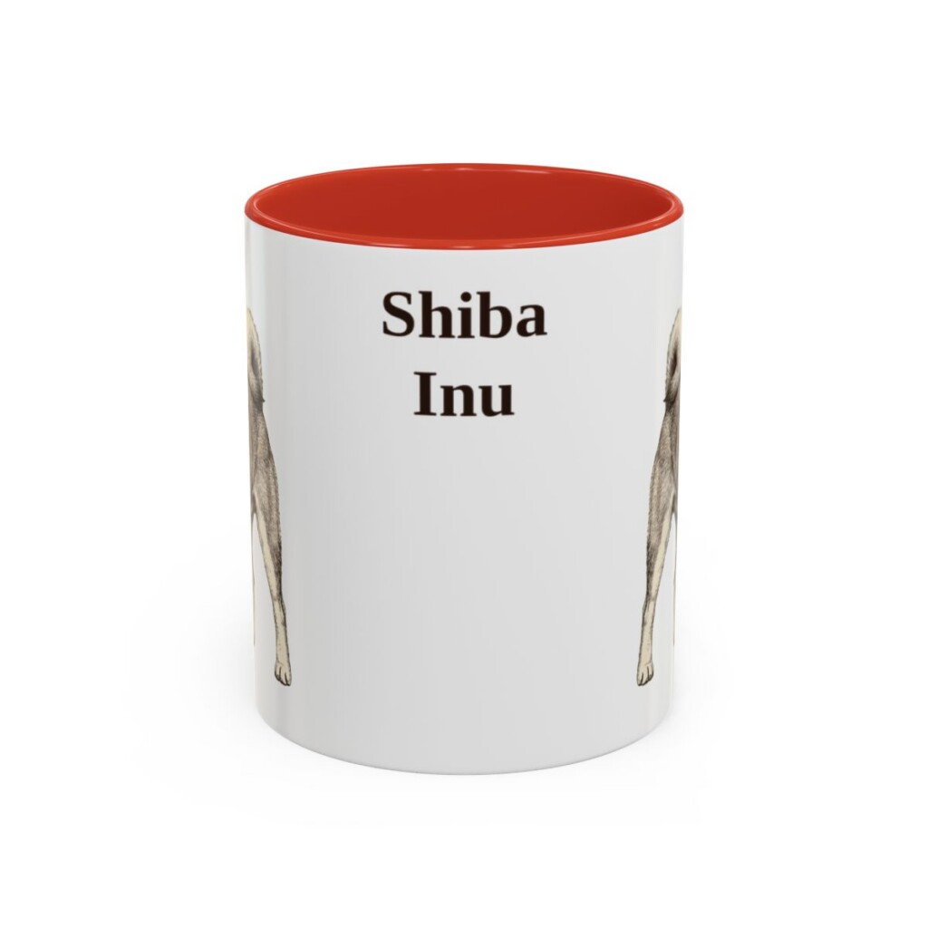 11oz Shiba Inu Mug, Red, front view