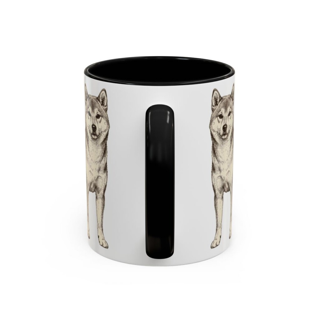 11oz Shiba Inu Mug, Black, back view