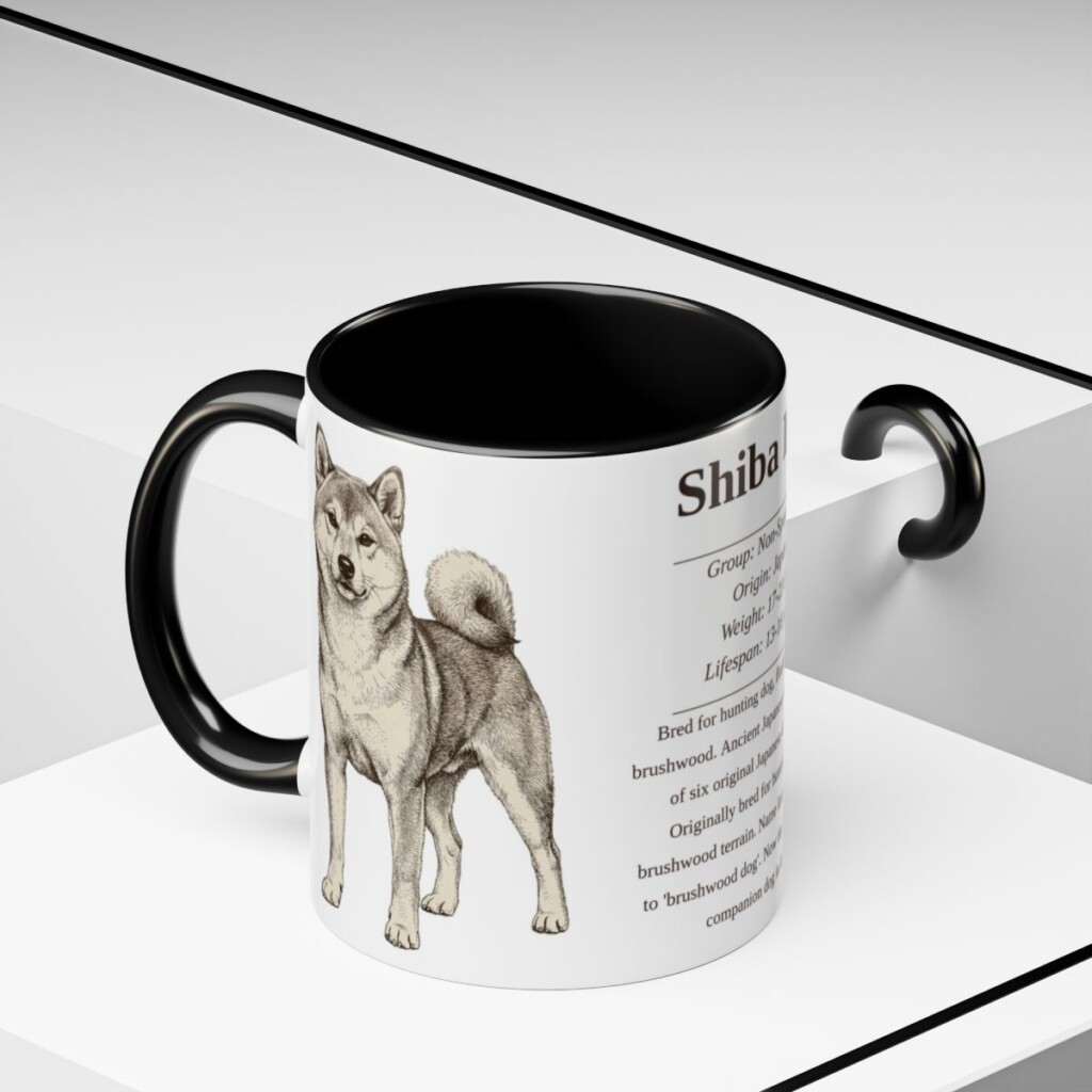 11oz Shiba Inu Mug, Black, lifestyle photo