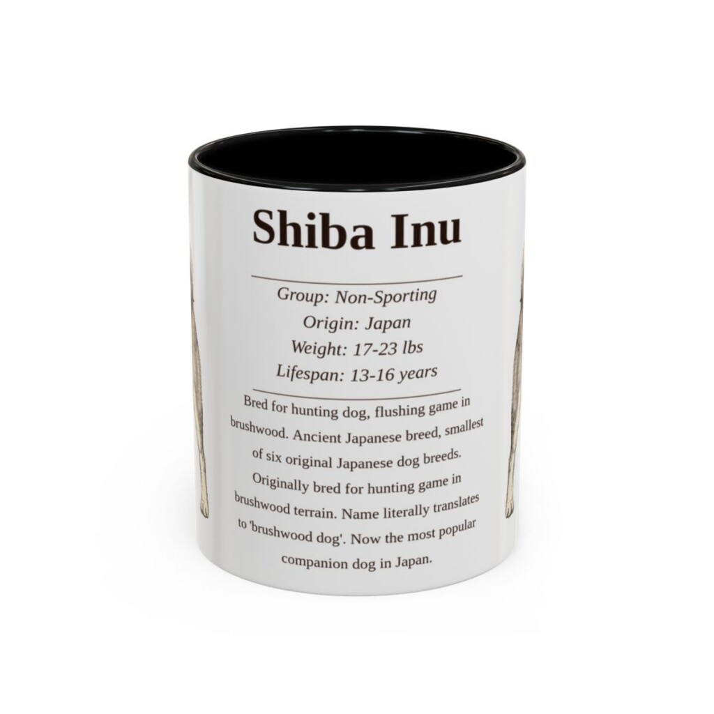11oz Shiba Inu Mug, Black, front view