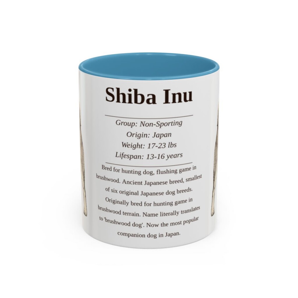 11oz Shiba Inu Mug, Light Blue, front view