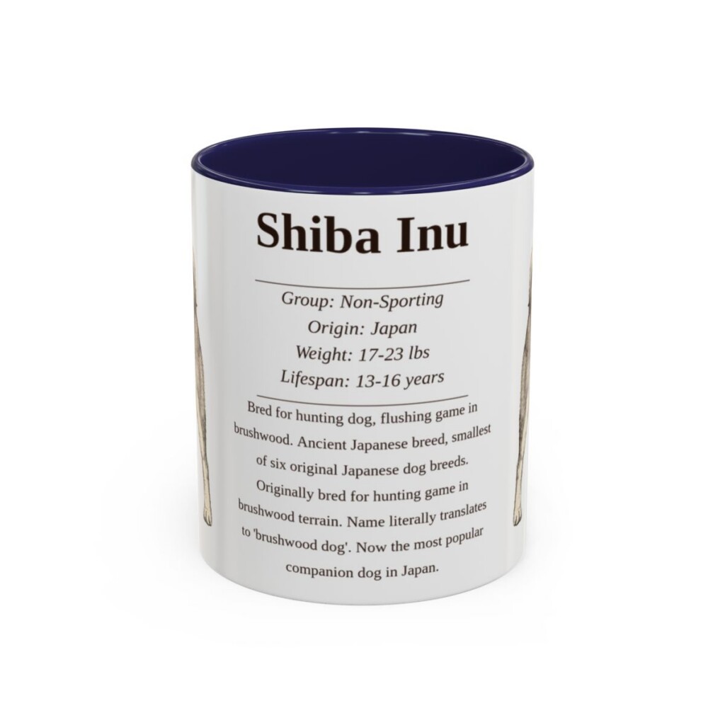 11oz Shiba Inu Mug, Navy, front view