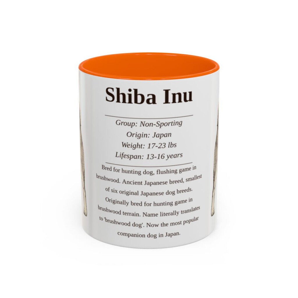 11oz Shiba Inu Mug, Orange, front view