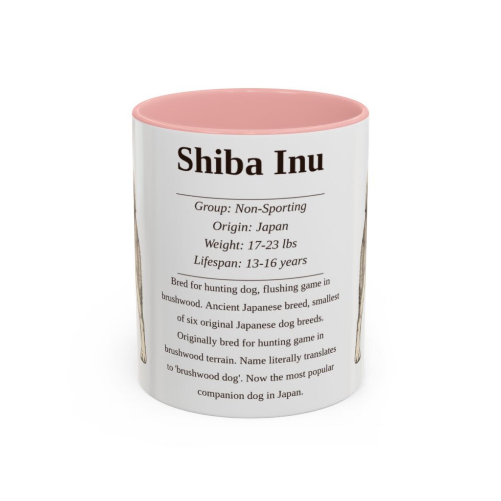 11oz Shiba Inu Mug, Pink, front view