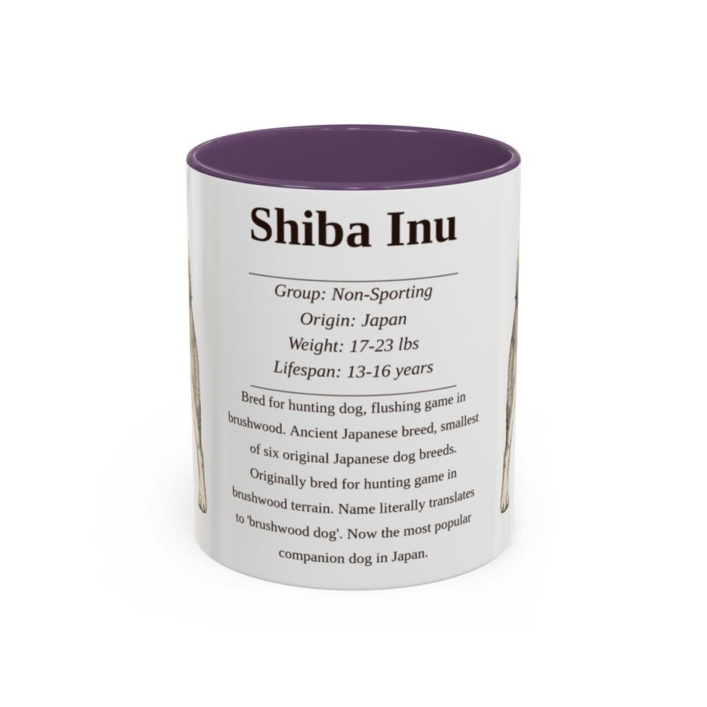 11oz Shiba Inu Mug, Purple, front view
