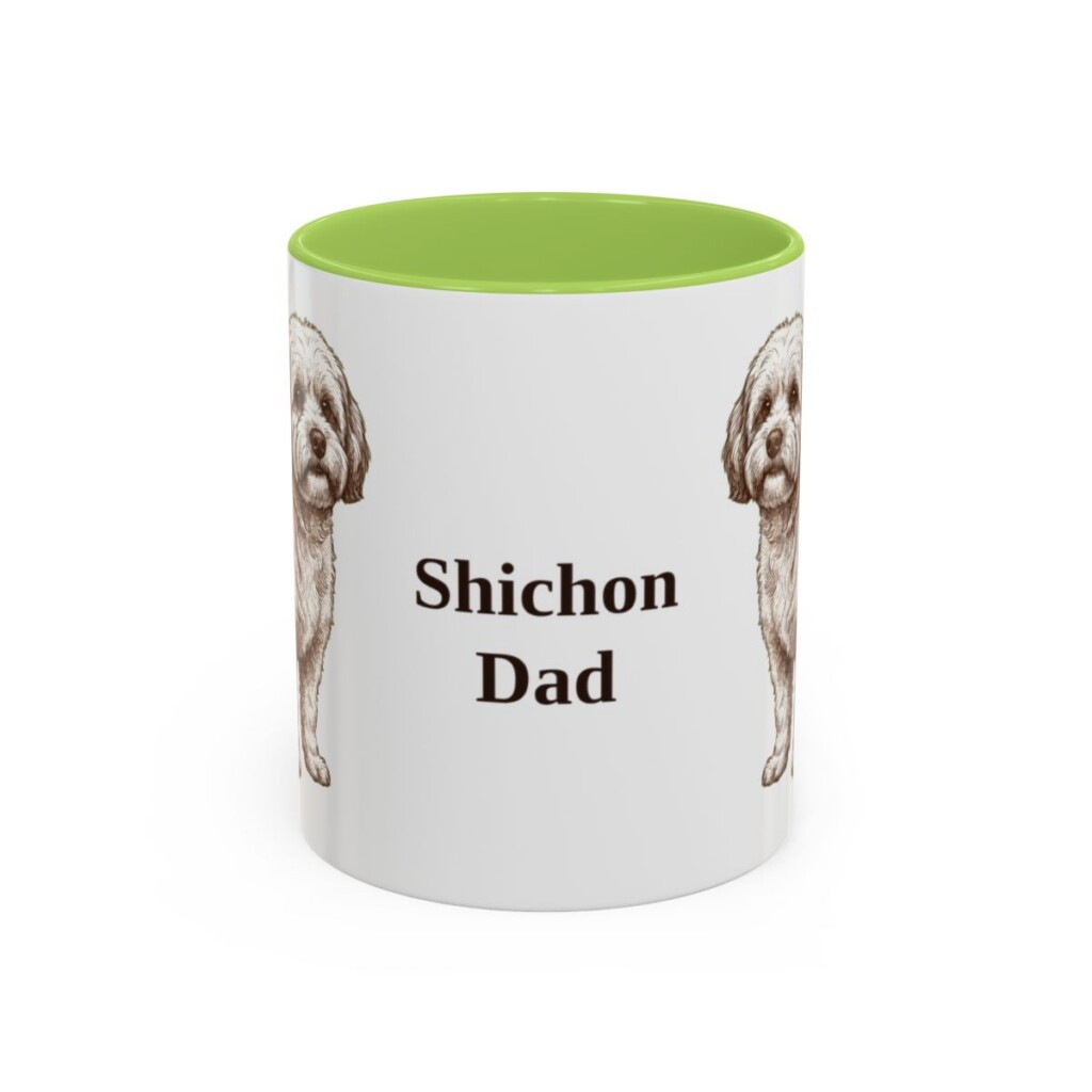 11oz Shichon Dog Dad Mug, Light Green, front view