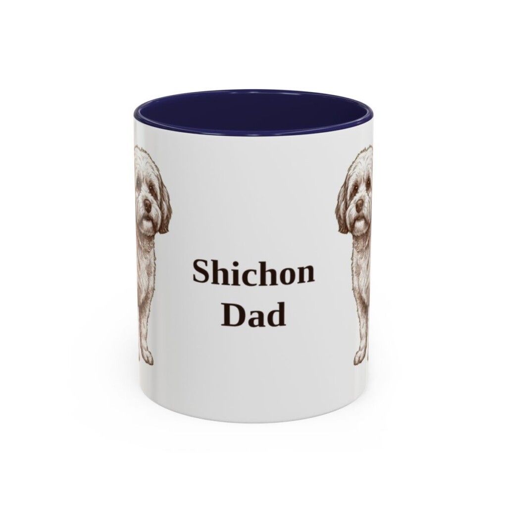 11oz Shichon Dog Dad Mug, Navy, front view