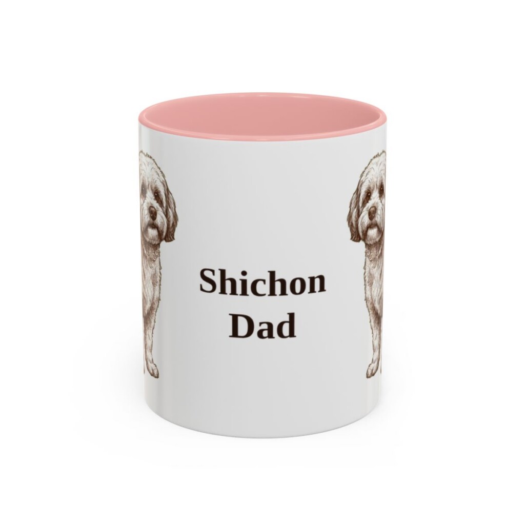 11oz Shichon Dog Dad Mug, Pink, front view
