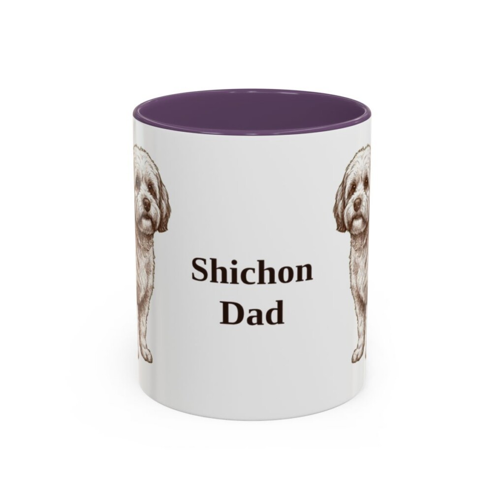 11oz Shichon Dog Dad Mug, Purple, front view