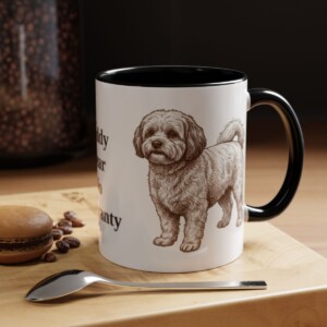 11oz Funny Shichon Mug, Black, lifestyle photo