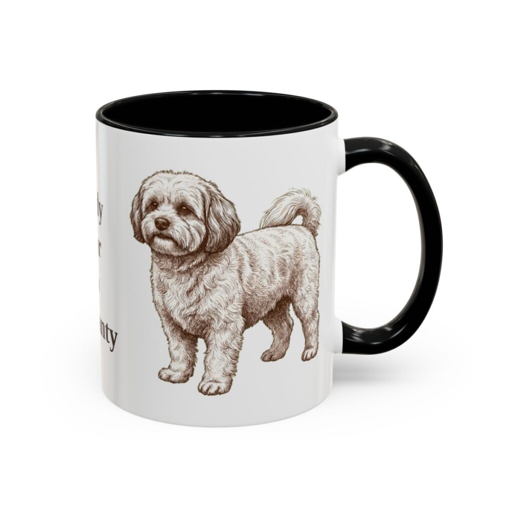 11oz Funny Shichon Mug, Black, right side view