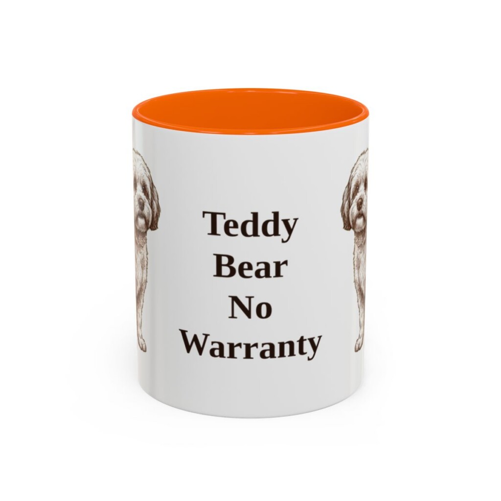 11oz Funny Shichon Mug, Orange, front view