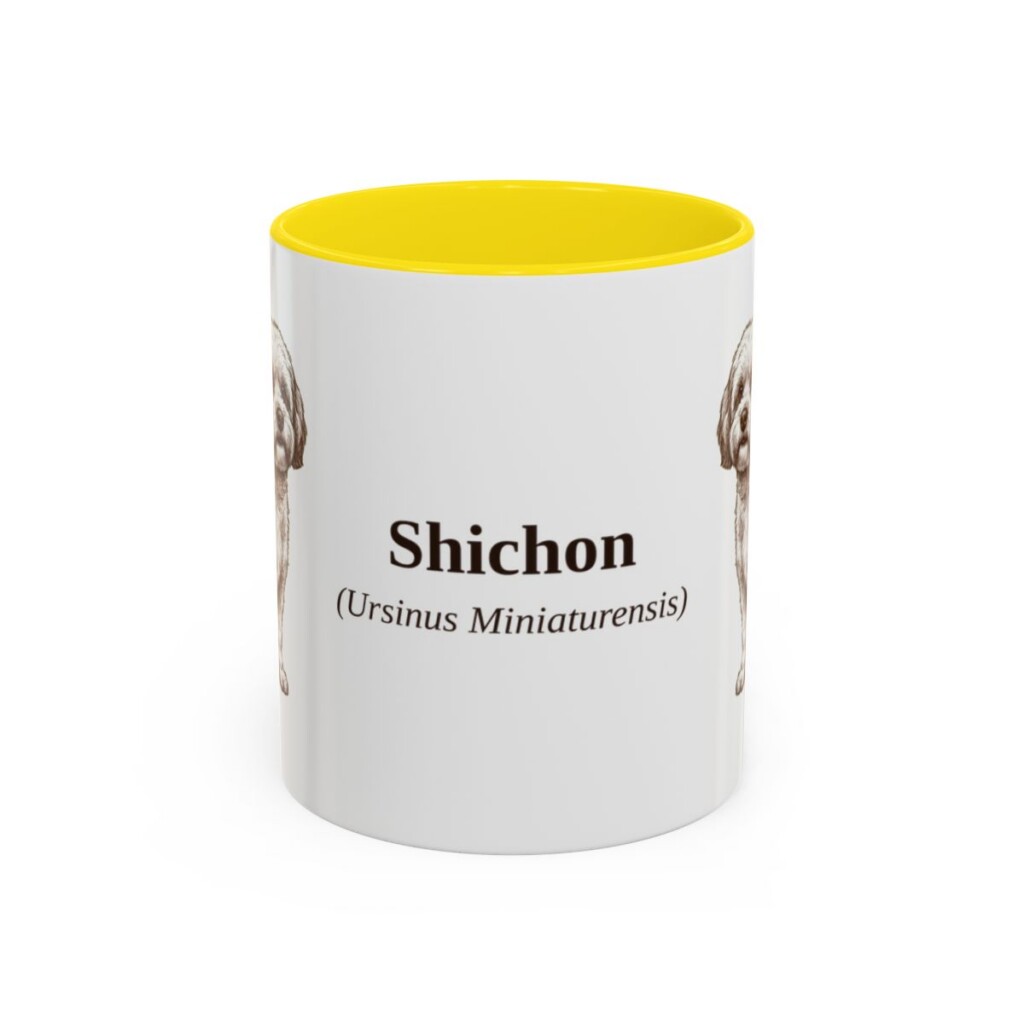 11oz Shichon Latin Mug, Yellow, front view
