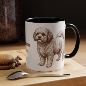 11oz Shichon Dog Mom Mug, Black, lifestyle photo