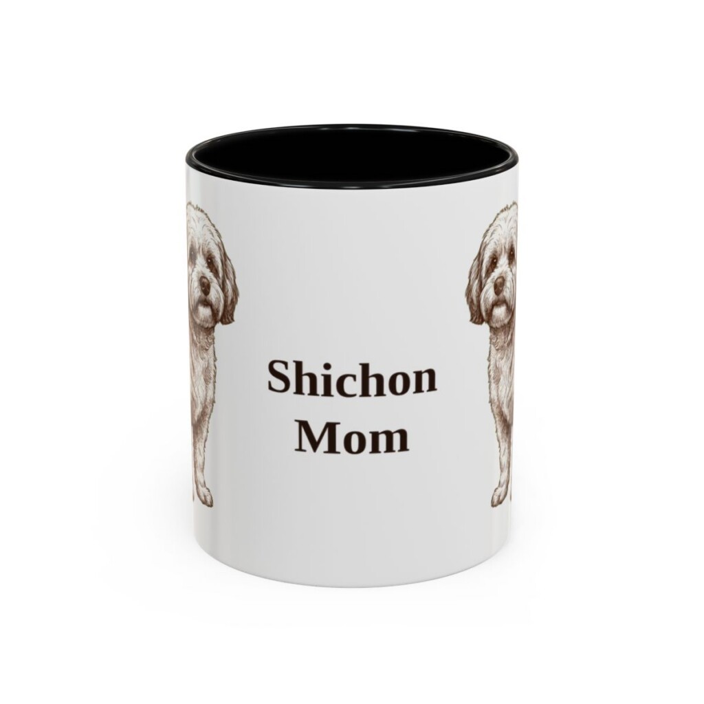 11oz Shichon Dog Mom Mug, Black, front view
