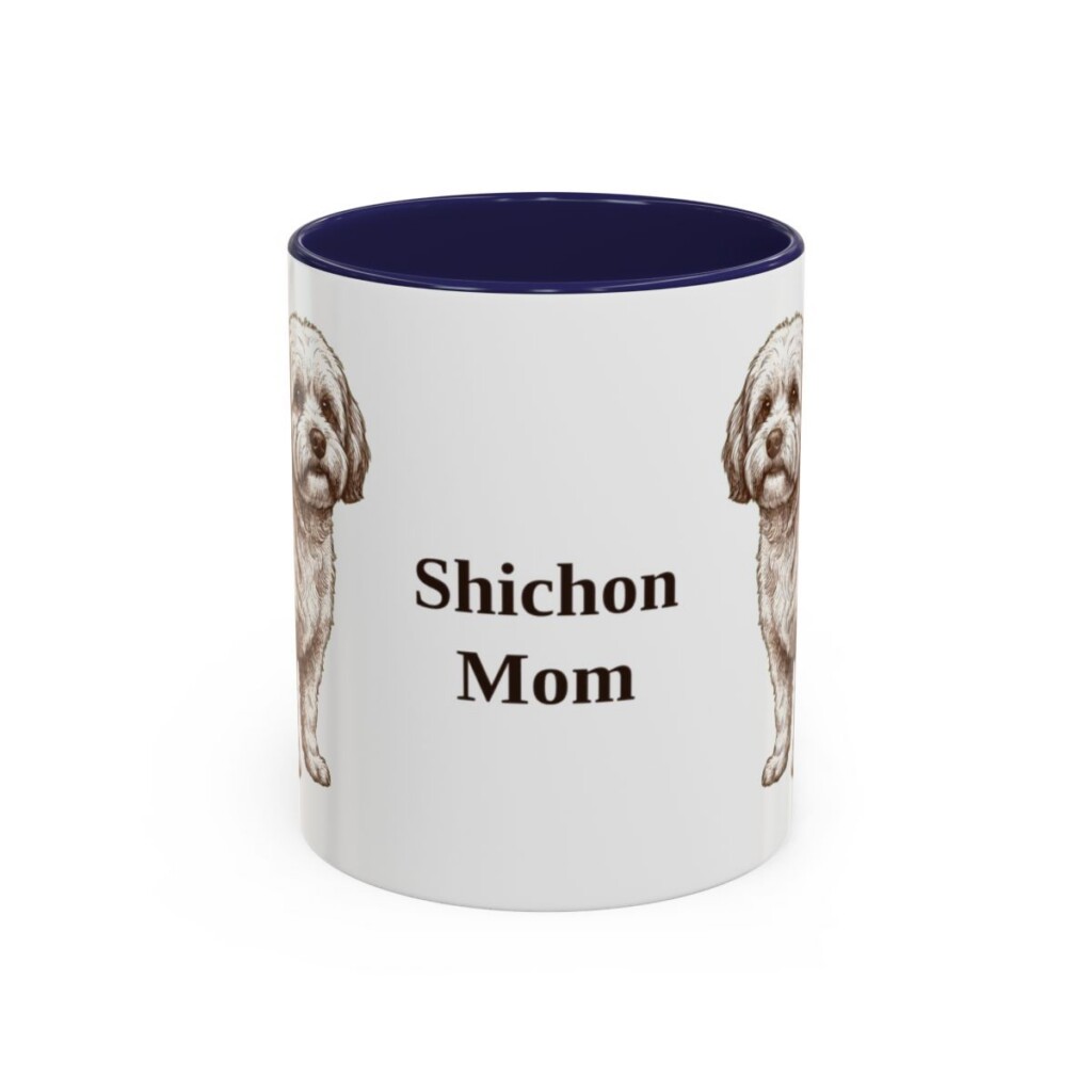 11oz Shichon Dog Mom Mug, Navy, front view