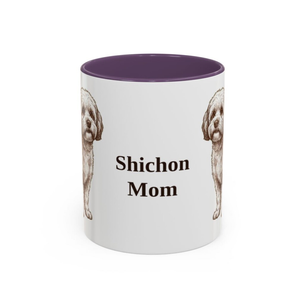 11oz Shichon Dog Mom Mug, Purple, front view
